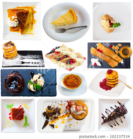 Set of desserts isolated on white 102137534