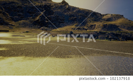 Panoramic view of the Atlantic Ocean and the road Panoramic view of the Atlantic Ocean and the road 102137918