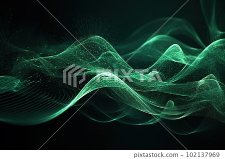 Polygonal green abstraction mountains with spiky connection structure on black background made with generative AI Polygonal green abstraction mountains with spiky connection structure on black background made with generative AI 102137969