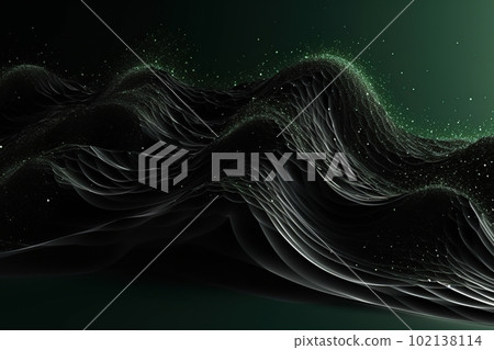 Network technology background. Futuristic tech green background. Low poly 3d wire made with generative AI Scy fi space illustration 102138114