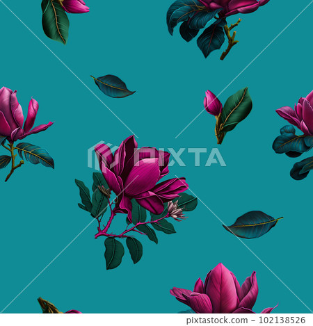 Seamless magnolia pattern design. Seamless magnolia pattern design. 102138526