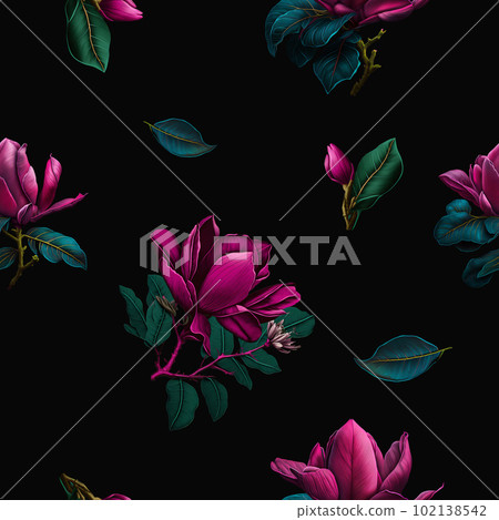 Seamless magnolia pattern design. Seamless magnolia pattern design. 102138542