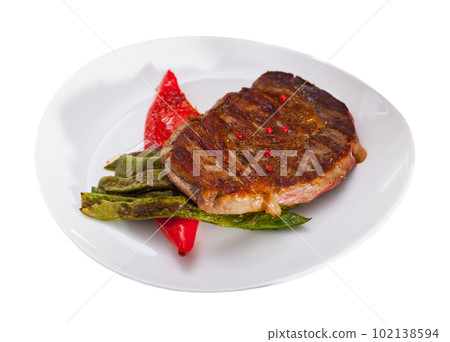 Beef steak with braised vegetables Beef steak with braised vegetables 102138594