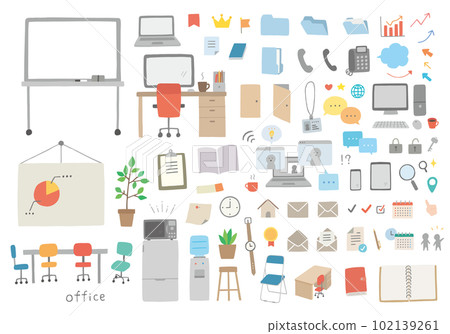 Hand-drawn business icon set assortment 3 (color / no outline) Hand-drawn business icon set assortment 3 (color / no outline) 102139261