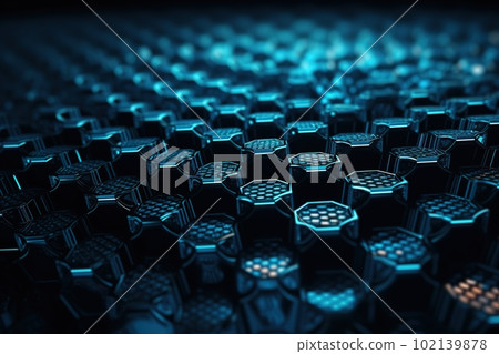 Network connection concept blue honeycomb shiny background. Futuristic Abstract 3D Geometric Background Design Made with Generative Space Illustration AI Scy fi Network connection concept blue honeycomb shiny background. Futuristic Abstract 3D Geometric Background Design Made with Generative Space Illustration AI Scy fi 102139878