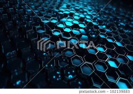 Network connection concept blue honeycomb shiny background. Futuristic Abstract 3D Geometric Background Design Made with Generative Space Illustration AI Scy fi Network connection concept blue honeycomb shiny background. Futuristic Abstract 3D Geometric Background Design Made with Generative Space Illustration AI Scy fi 102139883