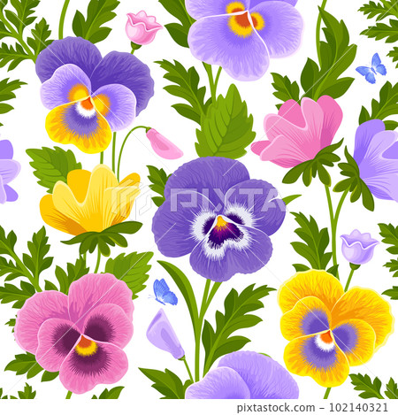 Pansy Seamless Pattern 102140321