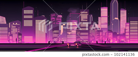 Tokyo night skyline with skyscrapers neon colors Tokyo night skyline with skyscrapers neon colors 102141136