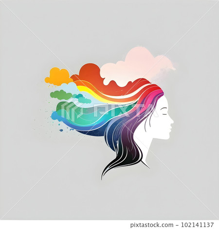 Rainbow symbol on white square background Rainbow symbol on white square background 102141137