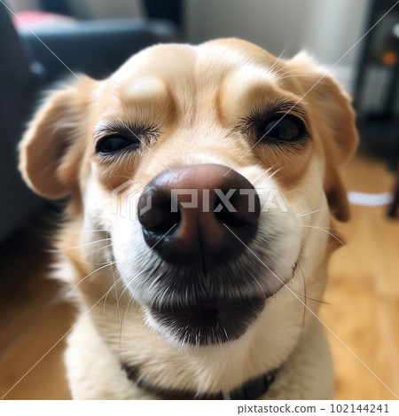 Dog smiling funny dog muzzle close up unusual. Stock Illustration 102144241 PIXTA