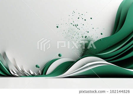 Network technology background futuristic tech green and white wave background. Low poly 3d wire made with generative AI Scy fi space illustration 102144826