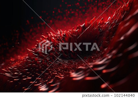 Network technology background futuristic tech red energy background. Low poly 3d wire made with generative AI Scy fi space illustration 102144840