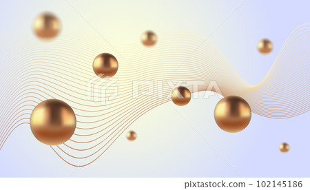 Vector abstract background with golden metallic balls. Trendy vector background in realistic style with gold. Vector abstract background with golden metallic balls. Trendy vector background in realistic style with gold. 102145186