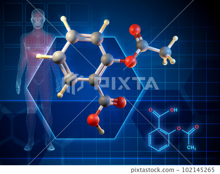Acetylsalicylic acid molecule 102145265