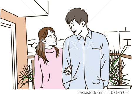 亞洲男人和女人在戶外擁抱 亞洲男人和女人在戶外擁抱 102145293