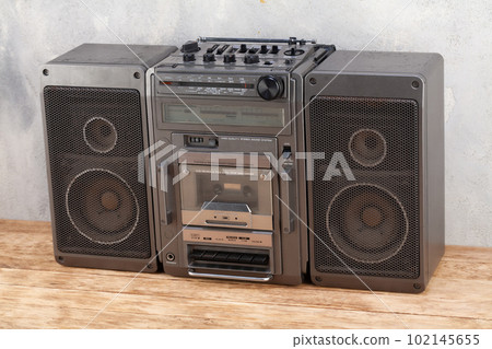 Vintage portable stereo boombox cassette recorder Vintage portable stereo boombox cassette recorder 102145655