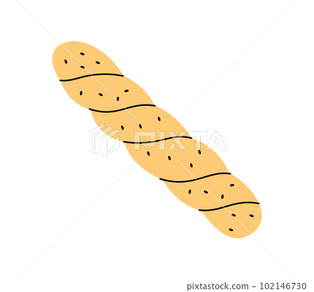 Braided french bread icon. Bakery pastry products silhouette. Vector illustration. 102146730