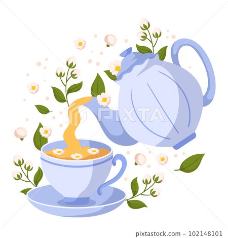 Jasmine Tea Is A Fragrant, Soothing Beverage Made From Green Or Black Tea Leaves Scented With Jasmine Flowers 102148101