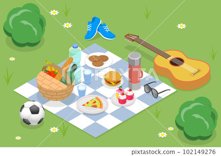 3D Isometric Flat Vector Conceptual Illustration of Summer Picnic 3D Isometric Flat Vector Conceptual Illustration of Summer Picnic 102149276