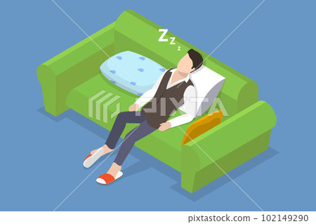 3D Isometric Flat Vector Conceptual Illustration of Sleeping Drunk Man 102149290