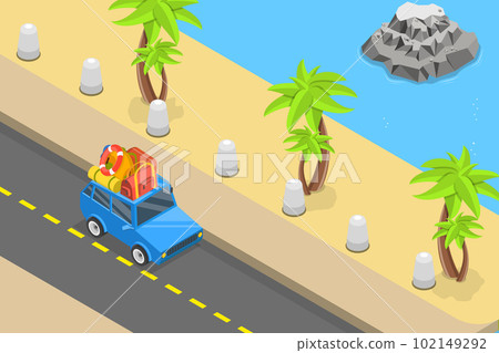 3D Isometric Flat Vector Conceptual Illustration of Summer Journey 3D Isometric Flat Vector Conceptual Illustration of Summer Journey 102149292