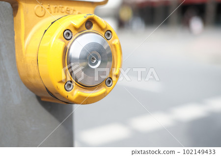 close up of crossing signal button in singapore  102149433