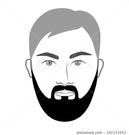 Full Beard short style men in face illustration Facial hair mustache. Vector grey black portrait male Fashion template Full Beard short style men in face illustration Facial hair mustache. Vector grey black portrait male Fashion template 102151052