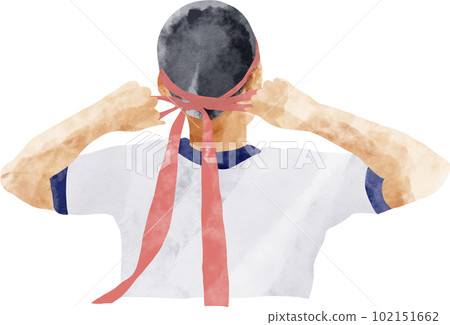 A male student with a red headband at the athletic meet 102151662