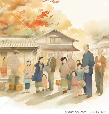 Family fun homecoming-watercolor style-AI creation 102151696