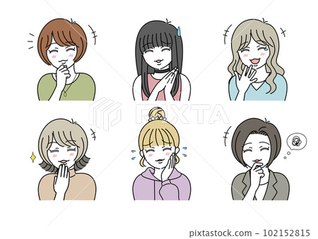 Laughing young woman illustration set 102152815