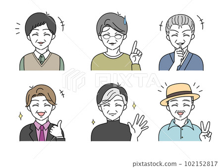 Laughing middle-aged man illustration set Laughing middle-aged man illustration set 102152817