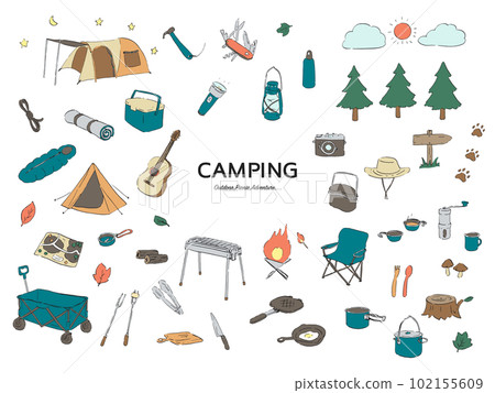 野營裝備合集-手繪 野營裝備合集-手繪 102155609