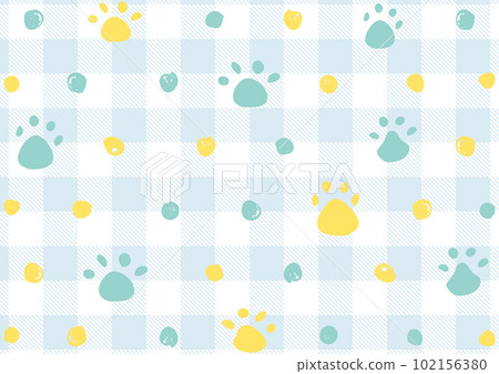 Hand-drawn paw dot block check background 102156380
