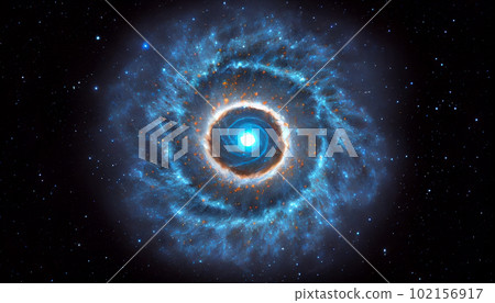 Generative AI, Blue and White Galaxy with Shining Stars 102156917