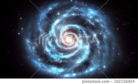 Generative AI, Blue and White Galaxy with Shining Stars 102156924