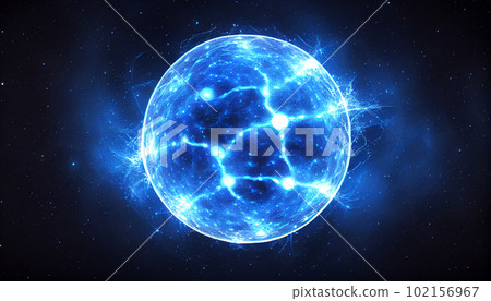 Generative AI, Blue and White Galaxy with Shining Stars 102156967