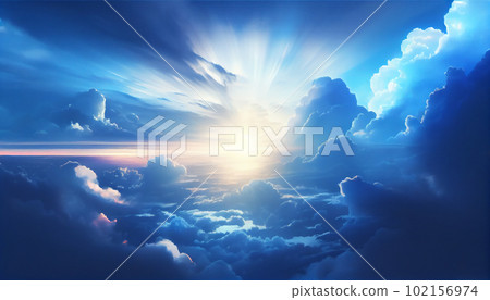 Generative AI, Dreamy Blue and White Cloudscape at Sunrise/Sunset Generative AI, Dreamy Blue and White Cloudscape at Sunrise/Sunset 102156974