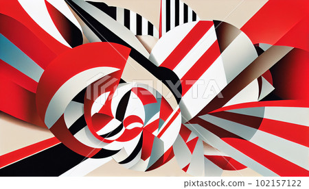 Generative AI, Red and White Stripes and Shapes Generative AI, Red and White Stripes and Shapes 102157122