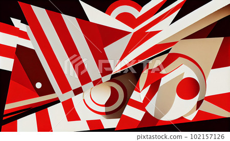 Generative AI, Red and White Stripes and Shapes Generative AI, Red and White Stripes and Shapes 102157126