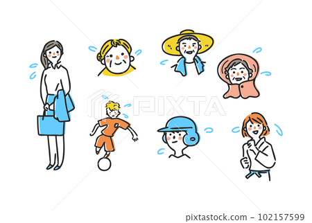各種人出汗設置插圖素材 102157599