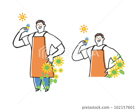 盛夏補水向日葵和太陽男版套裝配圍裙插畫素材 盛夏補水向日葵和太陽男版套裝配圍裙插畫素材 102157601