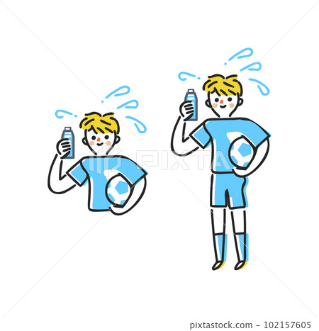 Midsummer hydration boy in a soccer uniform set illustration material 102157605