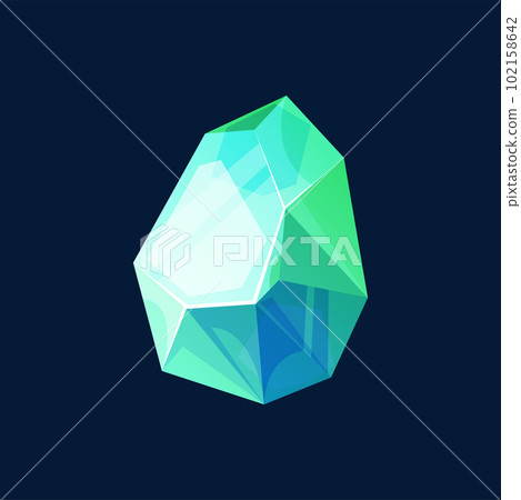 Blue jadeite ui game treasure magic crystal isolated mineral icon. Vector marbled glass diamond, Amethyst, topaz, jeremejevite gemstone, jewelry quartz cartoon rock. Expensive luxury chalcedony 102158642