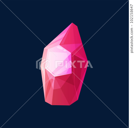 Red ruby stone isolated precious diamond gemstone. Vector kunzite, morganite, pink flourite elegant faceted rich brilliant topaz, rose rhinestone. Vector expensive wedding ring decoration, treasure 102158647