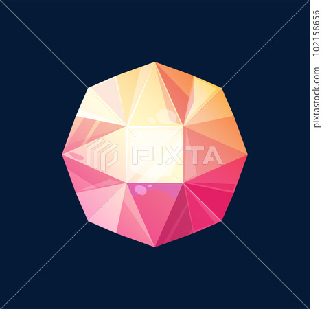 Shiny diamond, precious beautiful gemstone isolated jewel stone wedding ring decoration. Vector pink rose ruby, expensive treasure, Valentines day gift. Elegant faceted gem, rich brilliant topaz Shiny diamond, precious beautiful gemstone isolated jewel stone wedding ring decoration. Vector pink rose ruby, expensive treasure, Valentines day gift. Elegant faceted gem, rich brilliant topaz 102158656