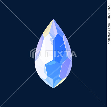 Quarts blue gemstone, drop shape crystal isolated. Vector jewelry precious stone or organic semiprecious gem, crystalline sapphire, wedding engagement ring decoration, ui game design element Quarts blue gemstone, drop shape crystal isolated. Vector jewelry precious stone or organic semiprecious gem, crystalline sapphire, wedding engagement ring decoration, ui game design element 102158659