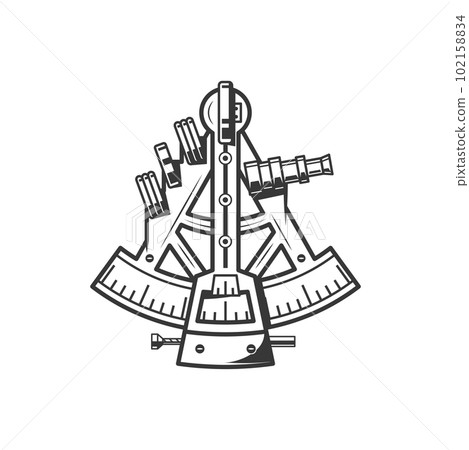 Spain symbol of sextant, Spanish seafaring history and ship sailing culture, vector icon. Spanish maritime travel and marine or naval navigation equipment, history and national culture of Spain Spain symbol of sextant, Spanish seafaring history and ship sailing culture, vector icon. Spanish maritime travel and marine or naval navigation equipment, history and national culture of Spain 102158834