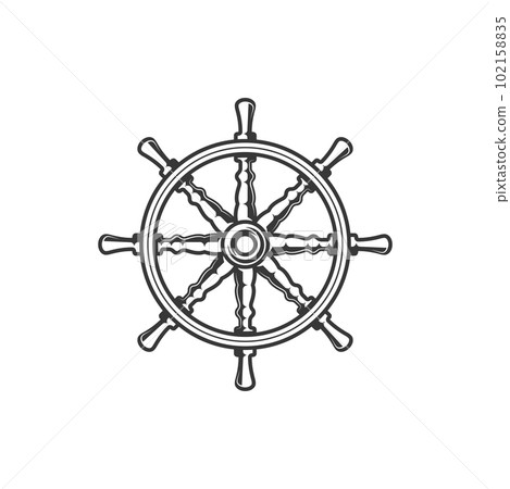 Spain symbol of helm, Spanish seafaring and ship sailing culture, vector icon. Spanish maritime travel and marine or naval exploration, history and national culture of Spain 102158835