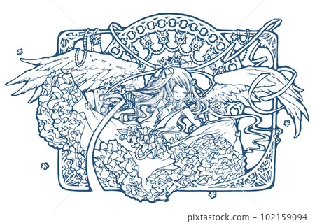 Angel girl line drawing (blue) Angel girl line drawing (blue) 102159094