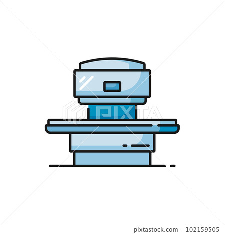 MRI scan color icon, radiology and CT tomography diagnostics machine, isolated vector. MRT or MRI magnetic resonance imaging for health and oncology tumor medical diagnosis MRI scan color icon, radiology and CT tomography diagnostics machine, isolated vector. MRT or MRI magnetic resonance imaging for health and oncology tumor medical diagnosis 102159505